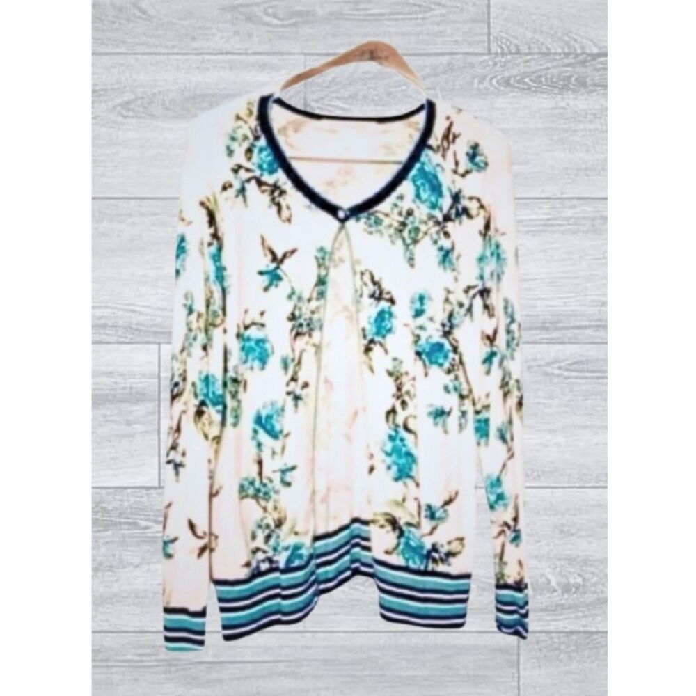 Emaline Long Sleeve Button Up Floral Cardigan Medium